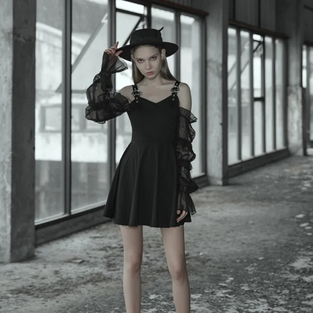 Панк Пряжки в форме сердца лоскутное подвижные сетчатые рукава для женщин