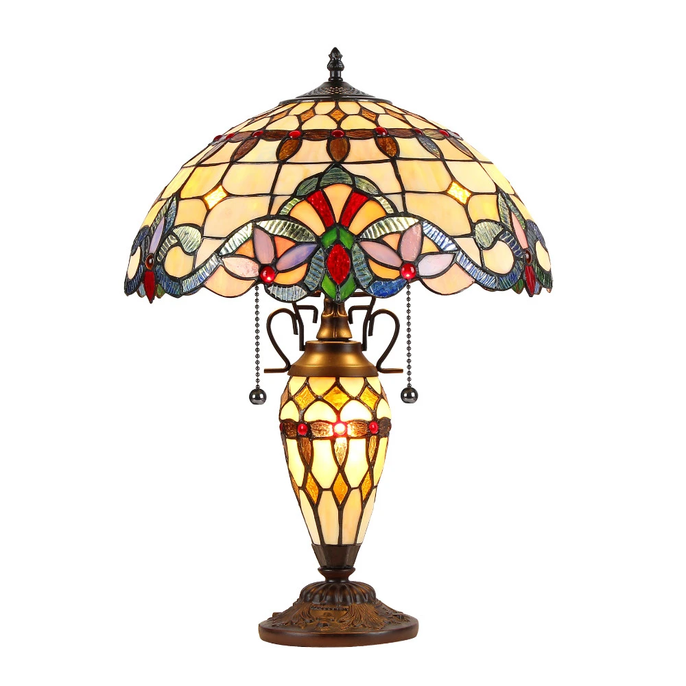 COOPER Tiffany style 3 Light Victorian двойная освещенная настольная лампа 16