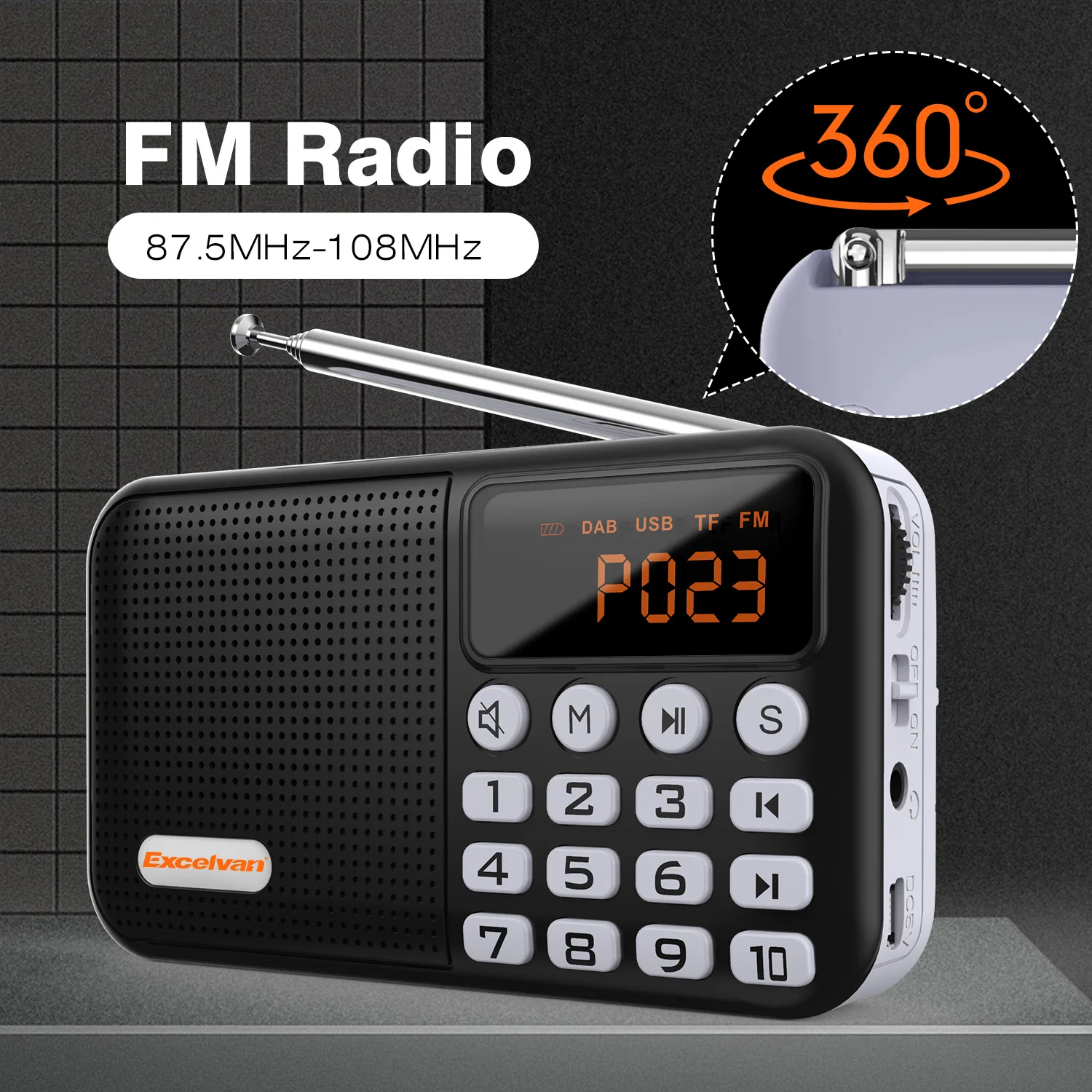 Цифровой автомобильный радиоприемник Excelvan DAB/DAB +/FM Bluetooth TF карта USB 3 5 мм AUX аудио
