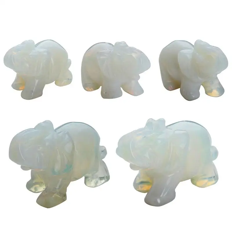 Colorful Jade Stone Elephant Animal Pocket Auspicious Carved Glass Statue Figurine Lucky Decor Craft Ornament | Дом и сад
