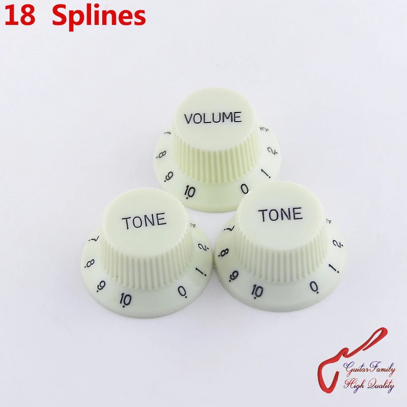 

1 Set ( 3 Pieces ) GuitarFamily Light Green Electric Guitar Plasticr Control Knobs ( 18 Splines ) ( #0559 )