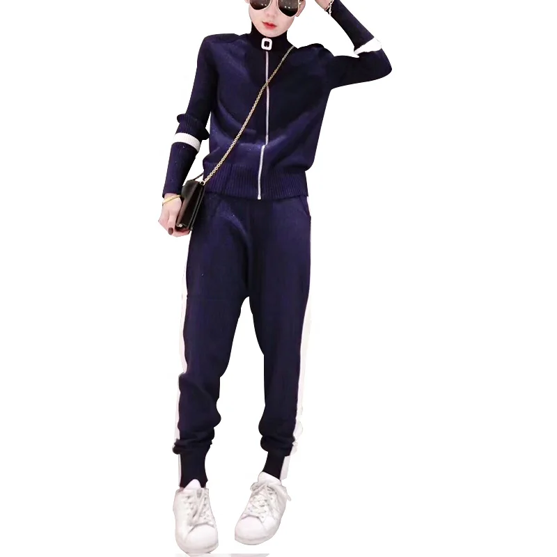 Для женщин спортивный костюм 2019 осенью новый Повседневное вязаная водолазка