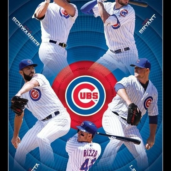 Chicago Cubs _-Team ламинированный и Обрамленный плакат печать (22x34) | Дом сад