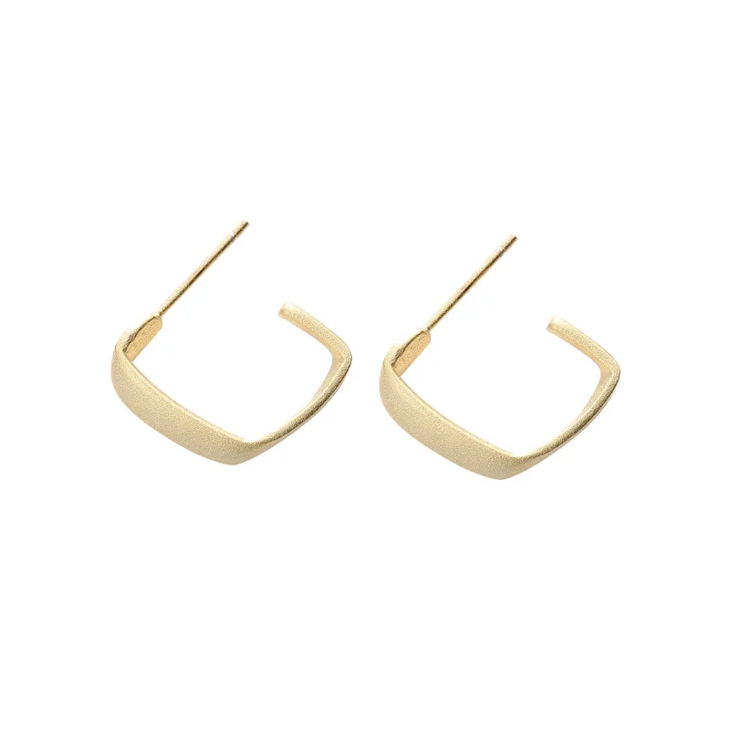 

Dropshipping 100% 925 Silver Fashion Concise Delicate Gold Stud Earrings Fine Jewelry for Female