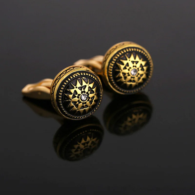 

Fashion Crystal Vintage Cuff links Wedding Party Gifts For Men Guests Shirt Cuff Sleeve Buttons Cufflinks European Palace Cuffs