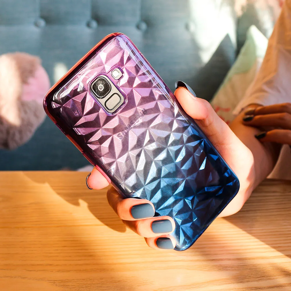 Силиконовый чехол для телефона samsung Galaxy J6 A8 2018 A5 2017 A6 J4 градиентный прозрачный из