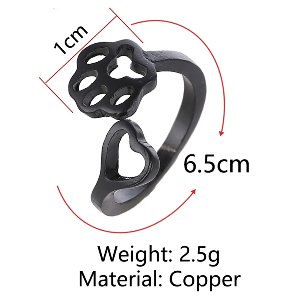 Женское кольцо с сердечком Shellhard 4 цвета милой собачкой кошачьей лапой модное