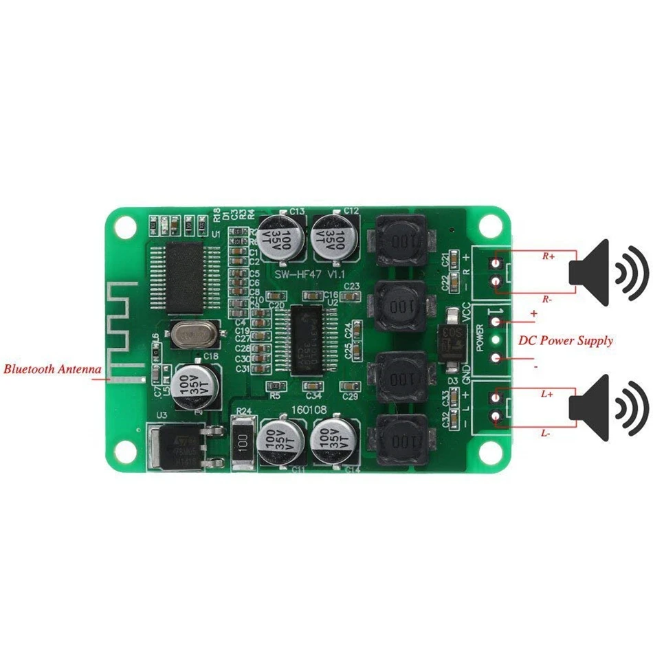 Bluetooth аудио мощность TPA3110 2x15 Вт усилитель мощности плата динамик | Электронные