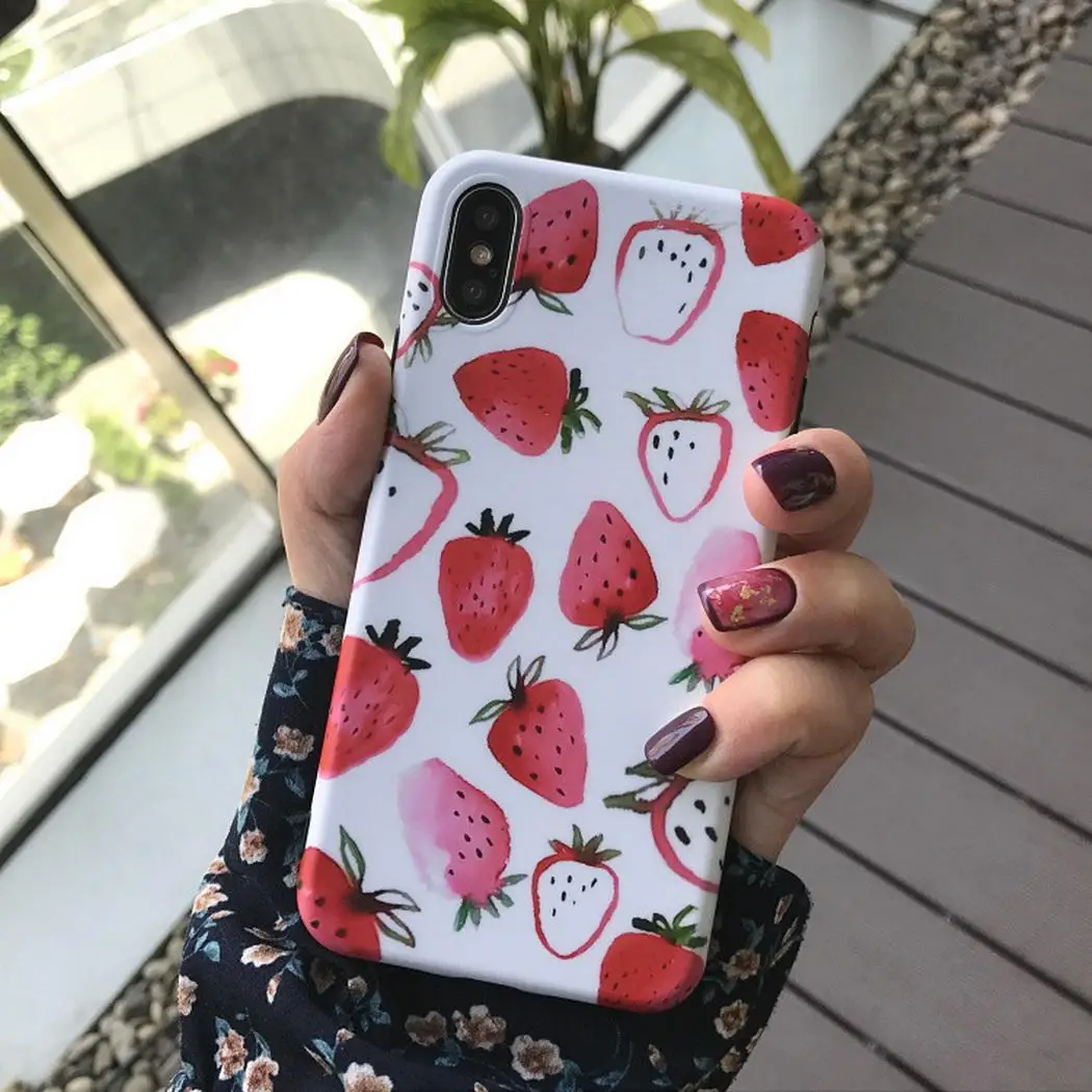 Fashion Fresh Strawberry Printed Anti-fall Hard Phone Case Back Cover Easy to install and remove. For iPhone | Мобильные телефоны и