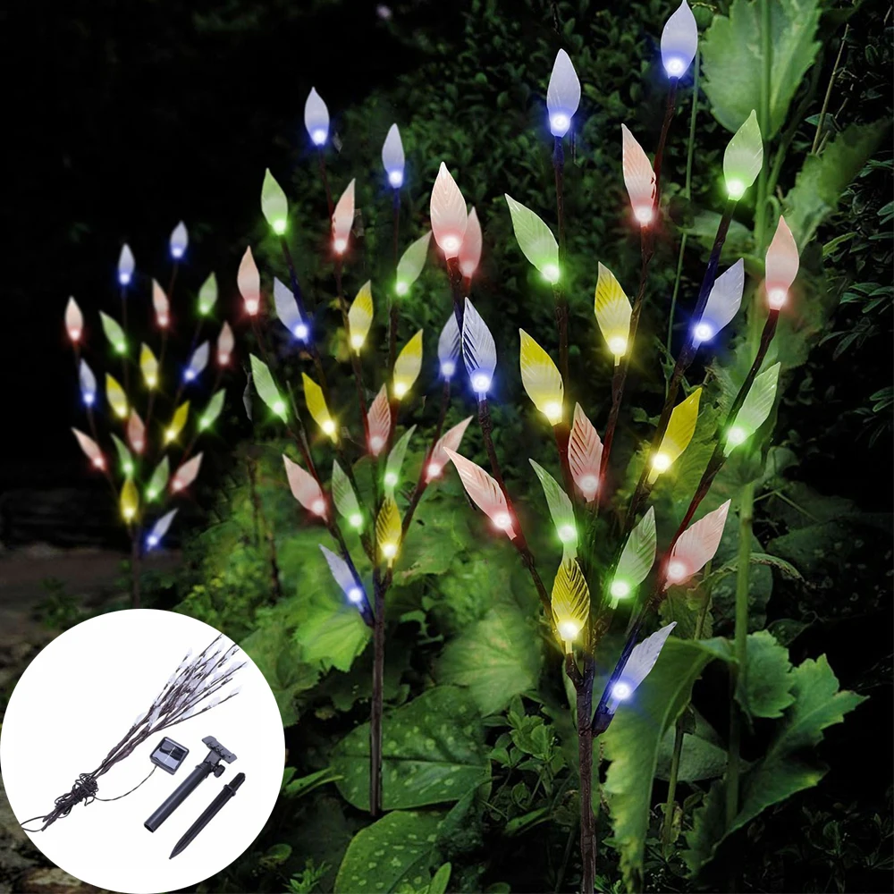 

3 Pack Outdoor Garden Lawn 60 LED Solar Powered Branch Tree Leaf Flower Lights Fairy Garland For Wedding Party Decoration