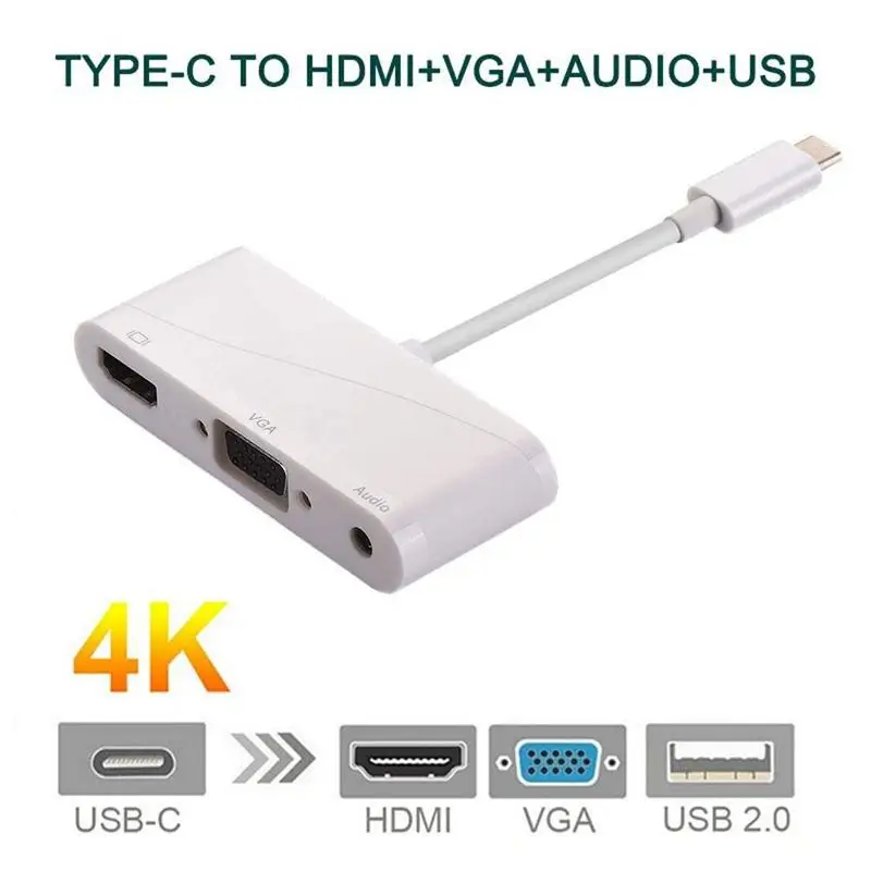 USB C к HDMI VGA адаптер 3 1 DVI 0 концентратор многопортовый для MacBook/MacBook Pro/Chromebook Pixel To |