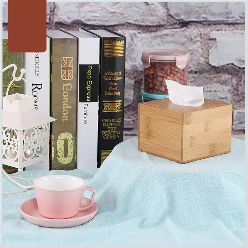 1pc Tissue Box Desktop Bamboo Square Paper Case Napkin Holder Container for Hotel Shop Car Office | Дом и сад