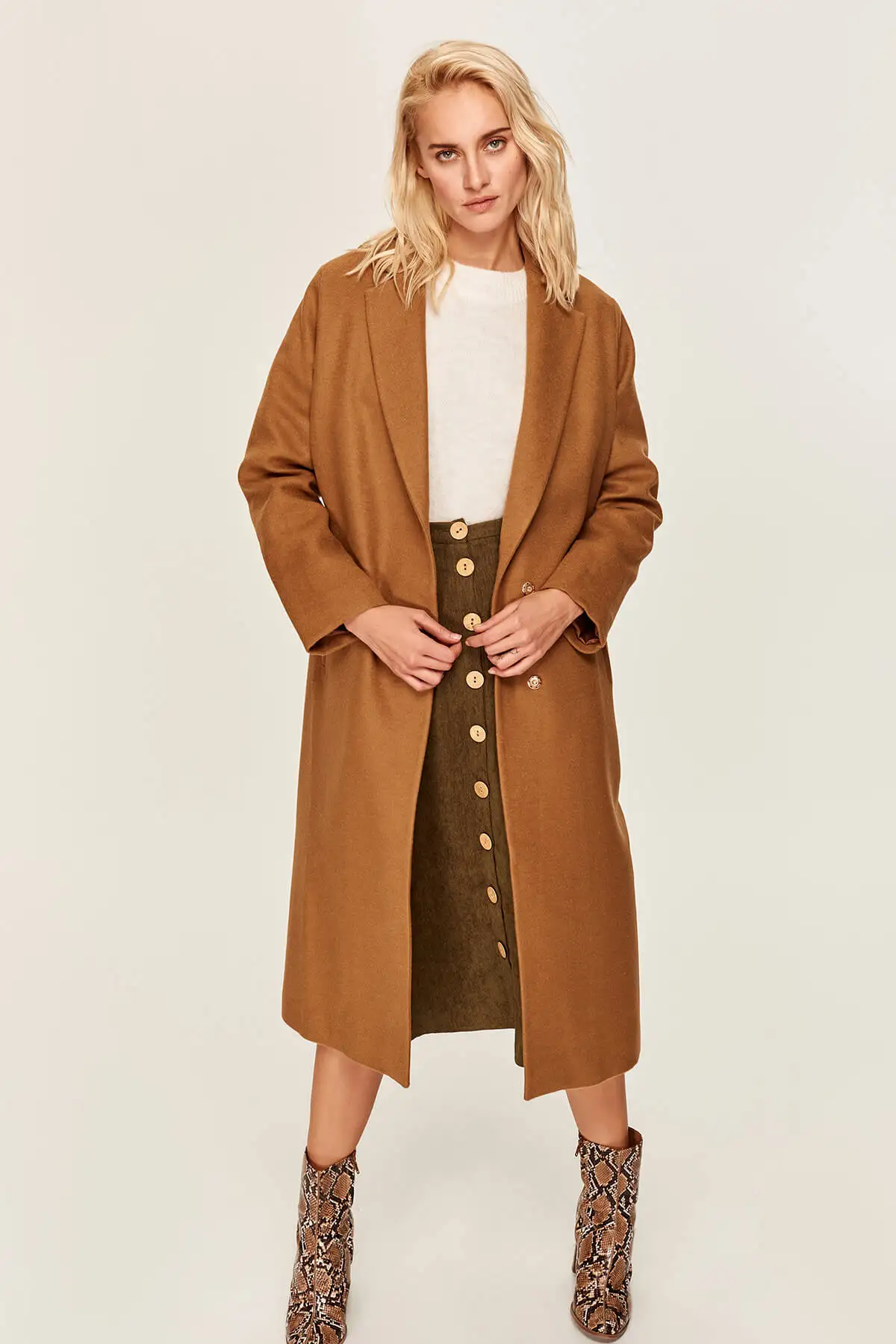 Trendyol коричневое длинное шерстяное пальто TOFAW19OI0069 | Женская одежда