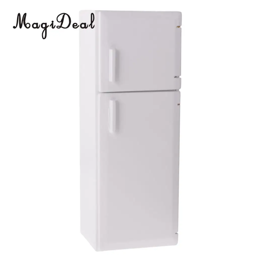 MagiDeal 1/12 кукольный домик миниатюрный кухонный белый деревянный холодильник с