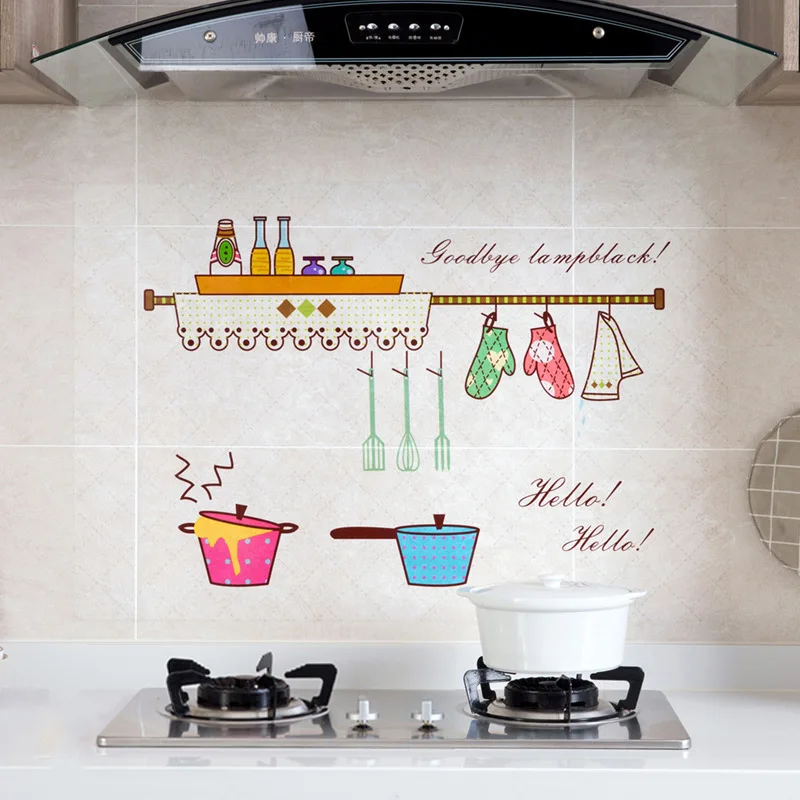 

3 Pcs High Temperature Resistant Kitchen Cartoon Self-adhesive Transparent Oil-proof Stickers Stove Aluminum Foil Tile Stickers