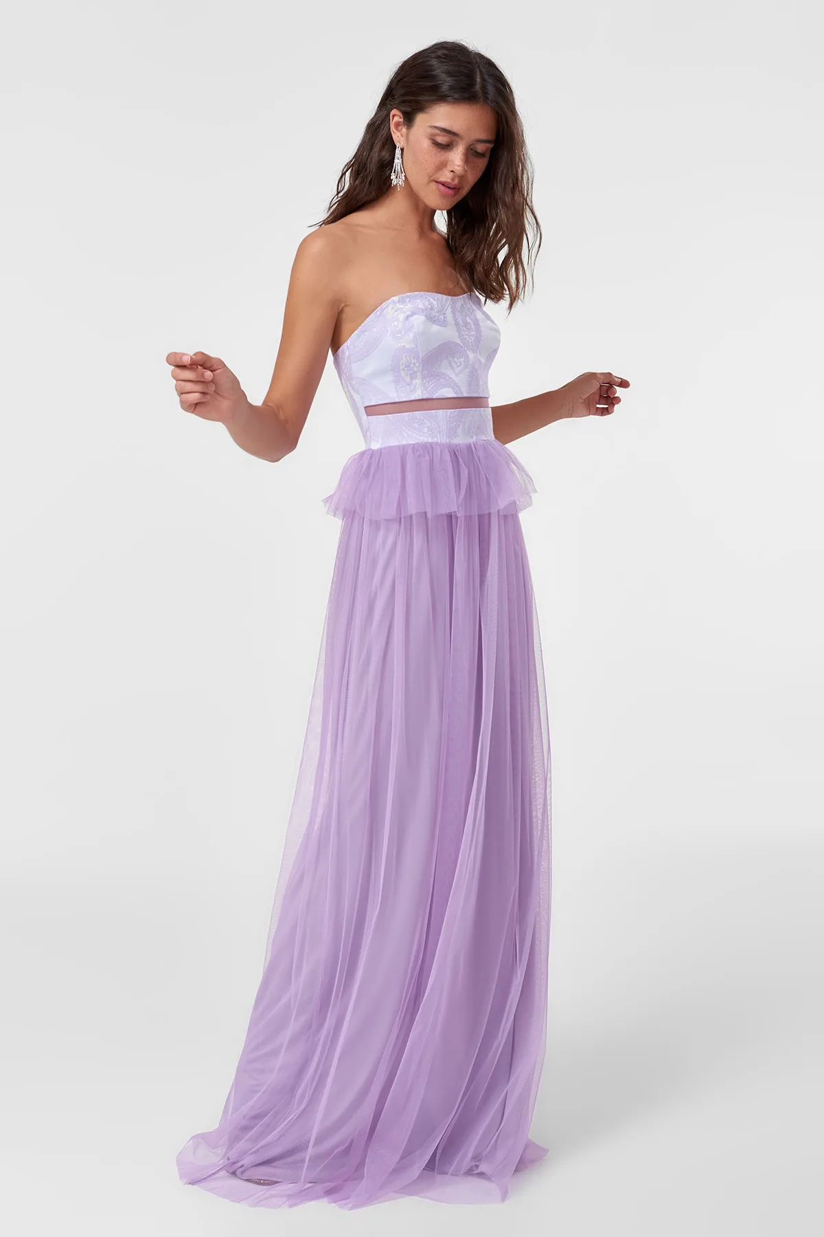 Trendyol Lila Transparent Detail Evening Dress TPRAW19UT0002 | Свадьбы и торжества