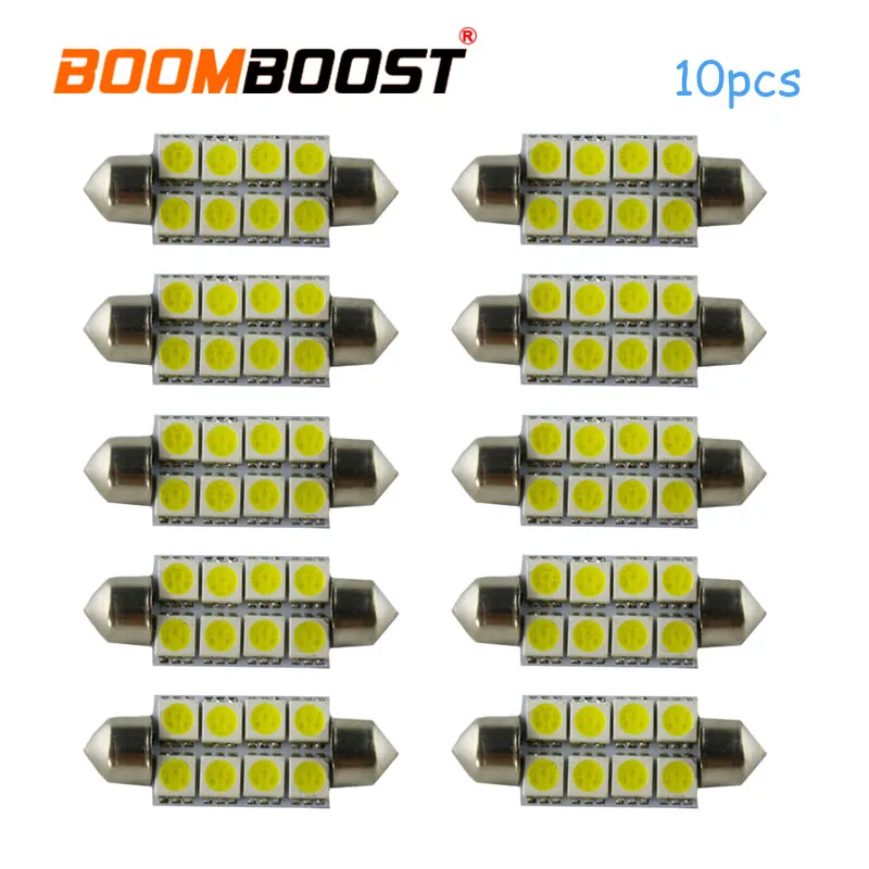 

Turn signal Bulb Tail light 39mm 5050 8SMD White Car Interior F-estoon Dome LED Light Bulbs Lamp DC12V 10 pieces