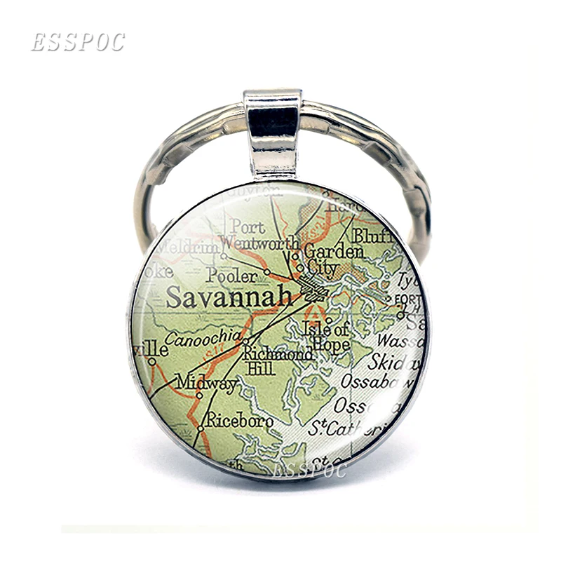 Стеклянный подвесной брелок с картой городов Америки Нью Йорк Орлеан Чикаго