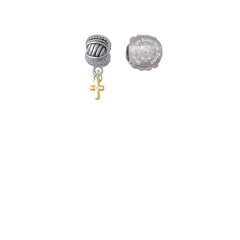 Goldtone супер мини простой крест снежинки Поцелуи с неба Шарм бисер (набор из 2) |