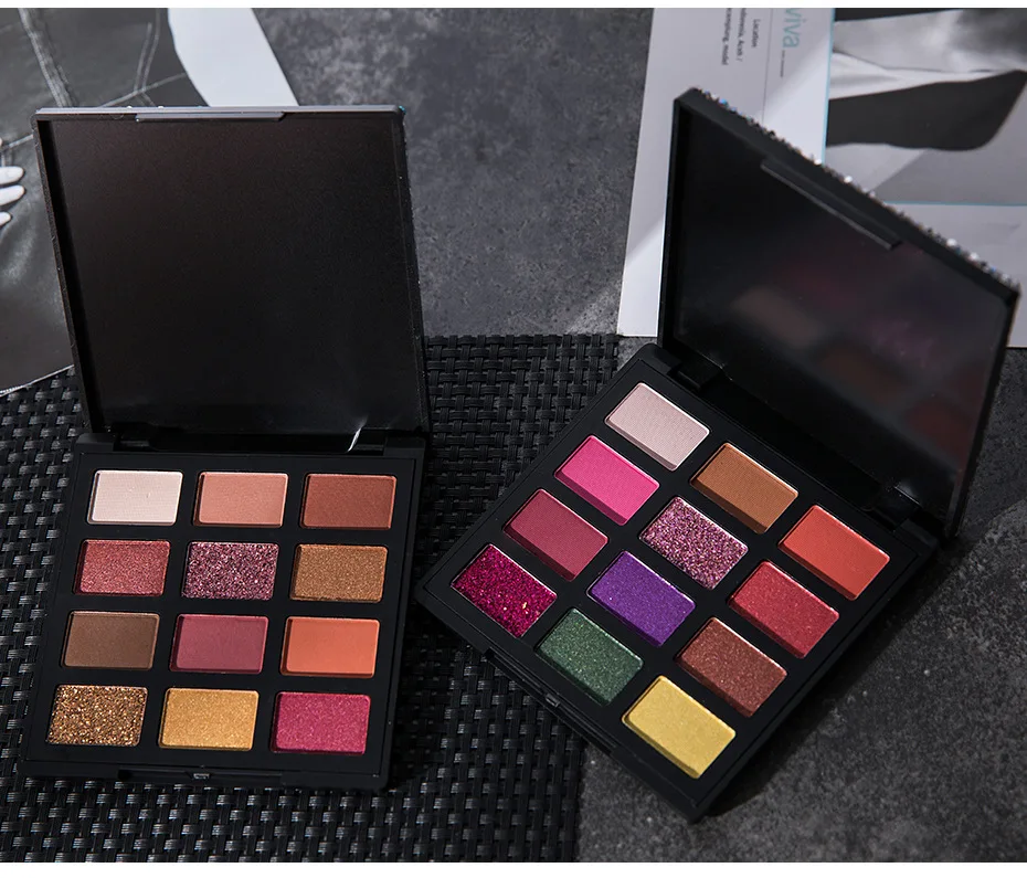 

Долговечные матовые и мерцающие тени для век ручной работы палитра для макияжа 12 видов цветов косметика для глаз с бриллиантами и блестками...
