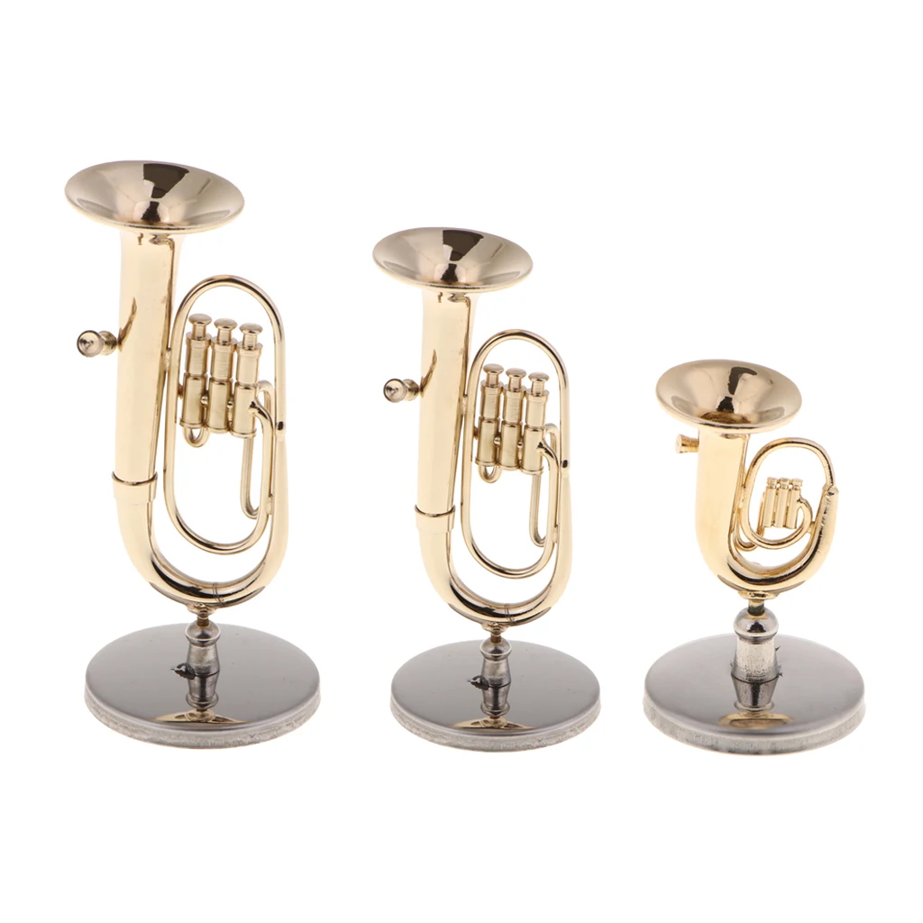 Tooyful Exquisite Copper Baritone Miniature Figurine Mini Musical Instrument Model House Office Studio Decoration | Спорт и