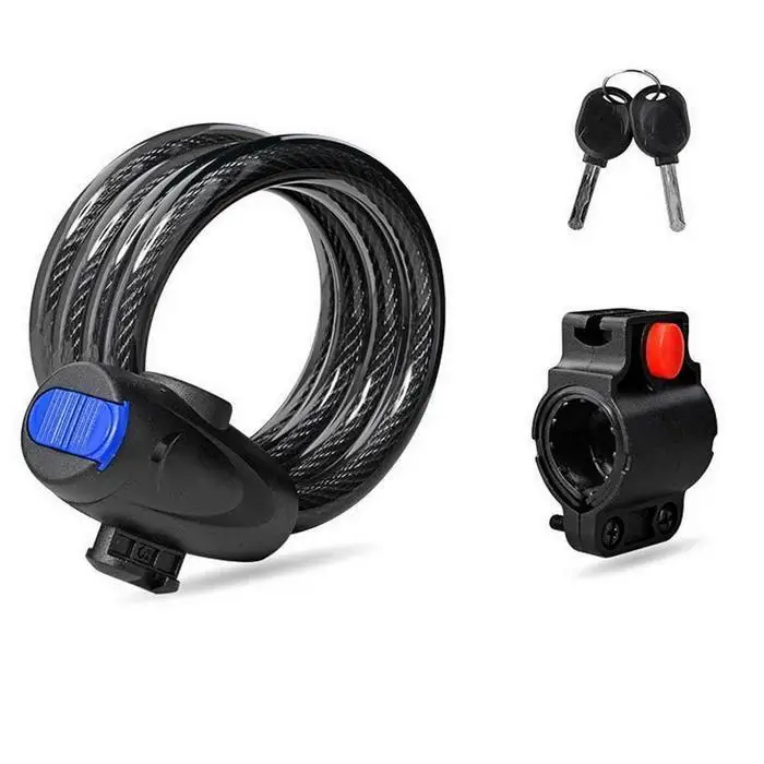 Anti-Theft Bicycle Lock Stainless Steel Cable Coil MTB Bike Security Black | Спорт и развлечения
