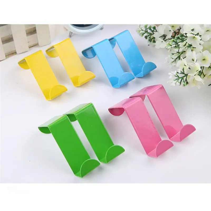 Pair of Stainless Steel Over the Door Hook Single Colorufl Hooks for Clothes Towel Scarf Hat (Blue) | Дом и сад