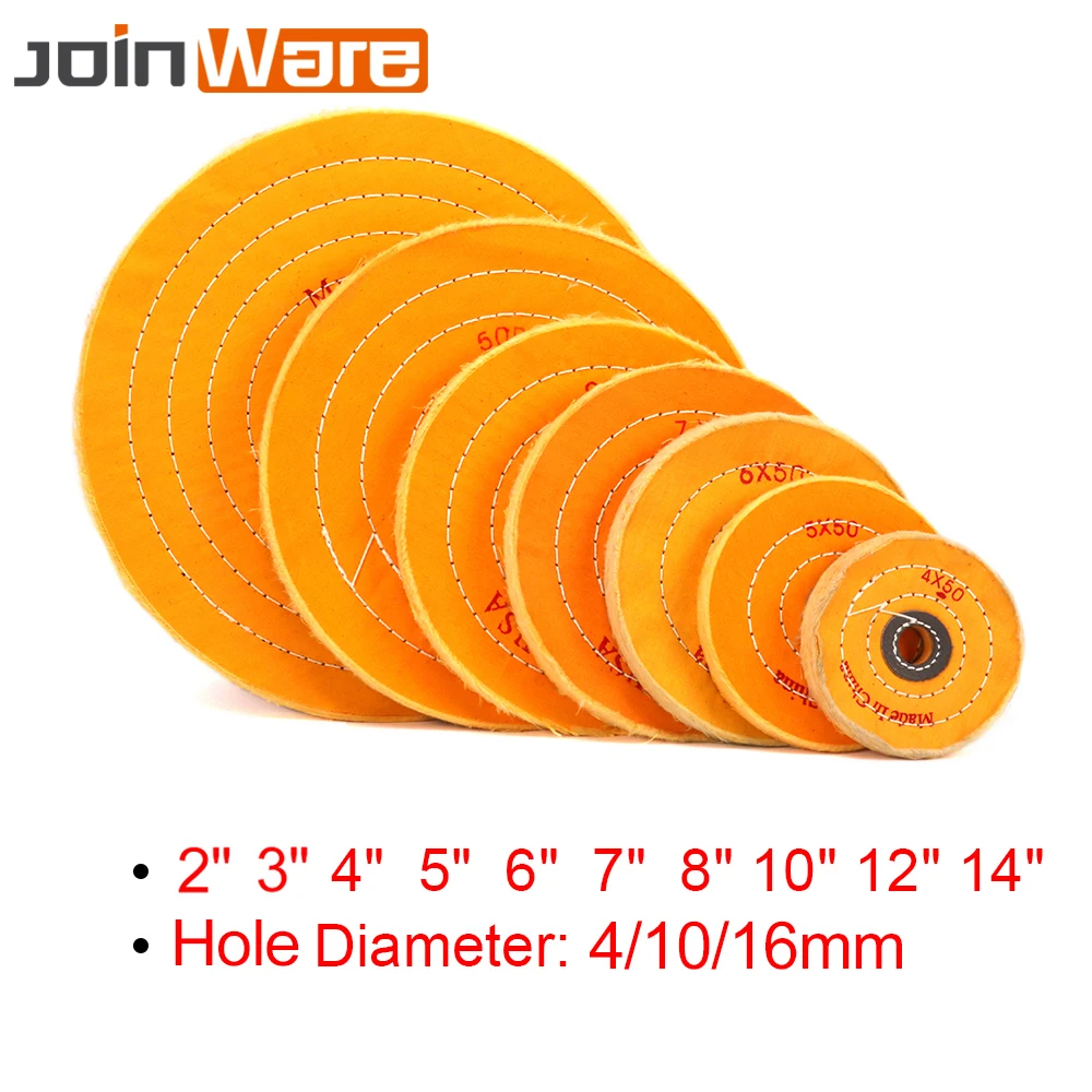 Cotton Polishing Wheels 2&quot-14&quot Cloth Buffing Wheel Grinder for Jewelry Wood Metal Abrasive Tools 4/10/16mm Hole 1Pc | Инструменты
