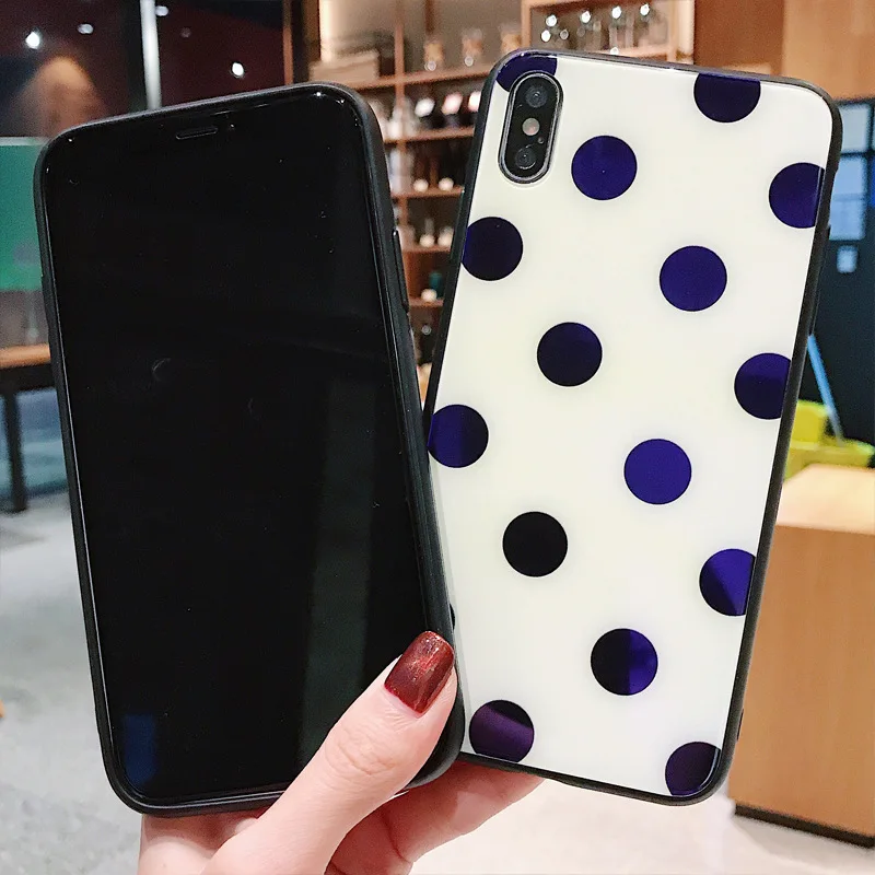 Синее закаленное стекло оболочка для IPhone X 6 XS 6S 7 8 XR MAX мобильный телефон Plus Dot |