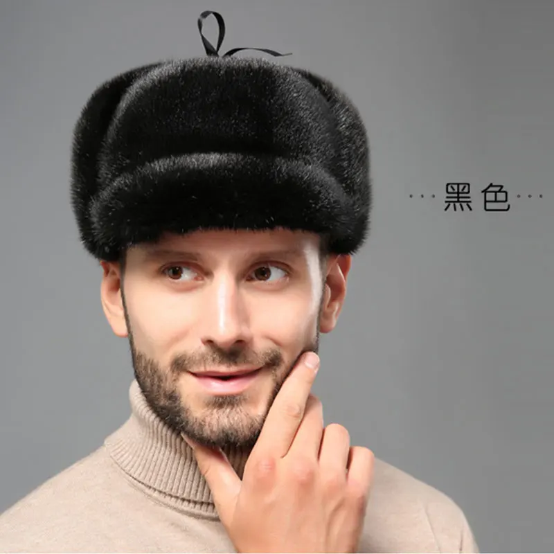 Мужская зимняя утепленная шапка YECHNE в русском стиле из натурального меха