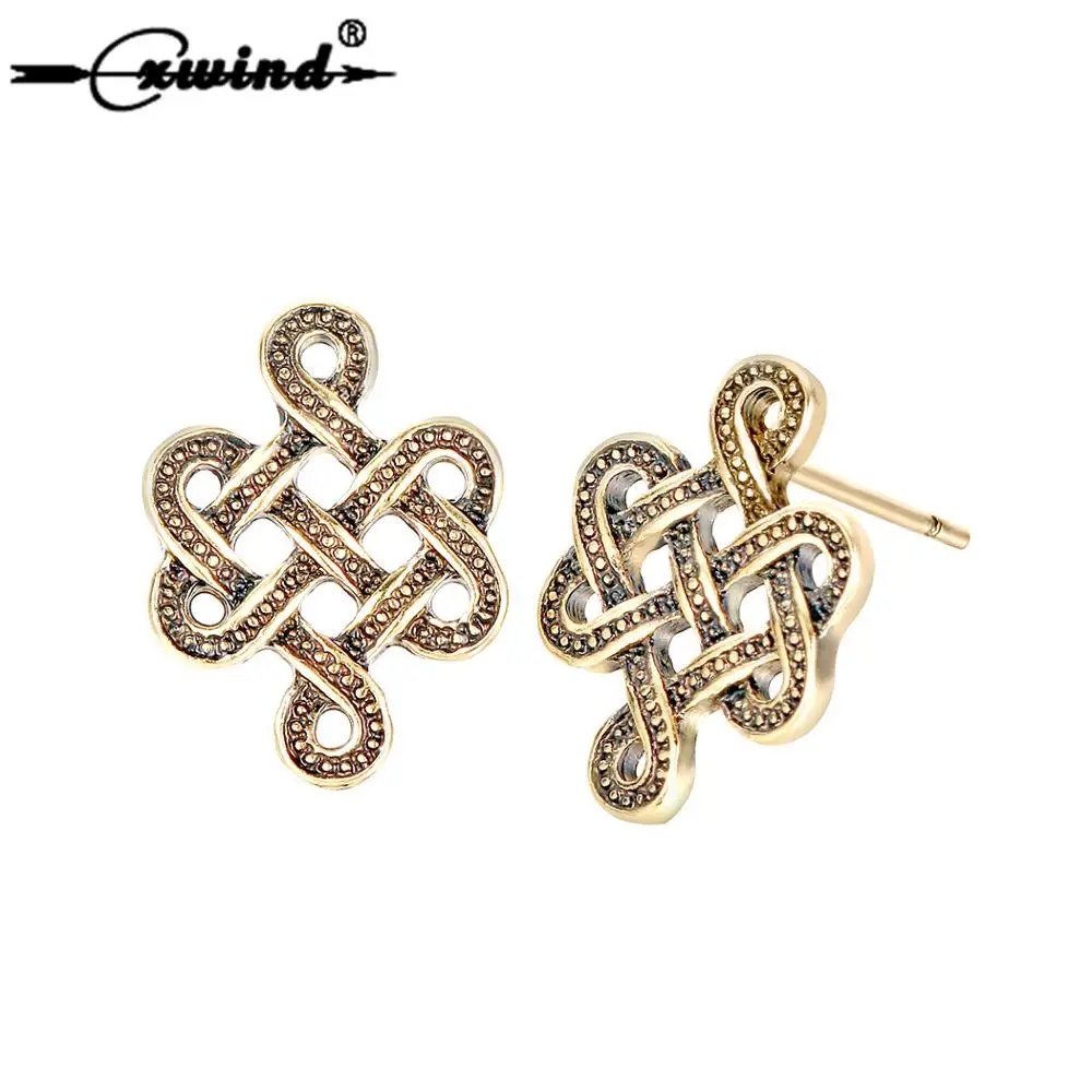 

Cxwind Vintage Irish Eternity Earring Statement Geometric Knot Stud Earrings for Women Girl Metal Viking Earring Punk Jewelry