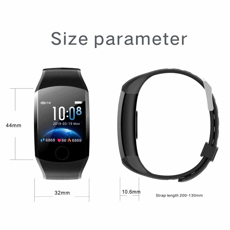 AABB-Q11 Smart Watch Waterproof Fitness Bracelet Big Press Screen Message Remind Heart Rate Time Smartband Activity Tracker Wr | Смарт-часы