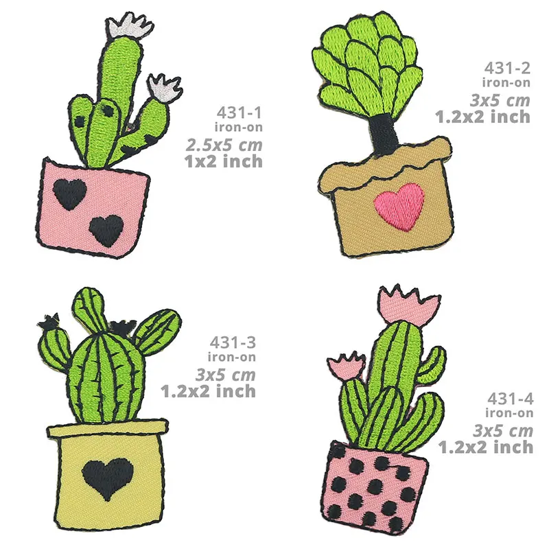 

Cactus Patches for Clothing Flower Embroidery Patch Sticker Iron on Patches applications on Clothes Stripe ironing Accessories