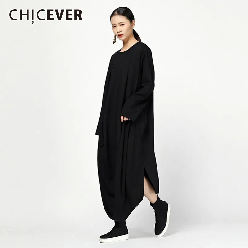 CHICEVER Осень женское платье Женский О образным вырезом с длинным рукавом