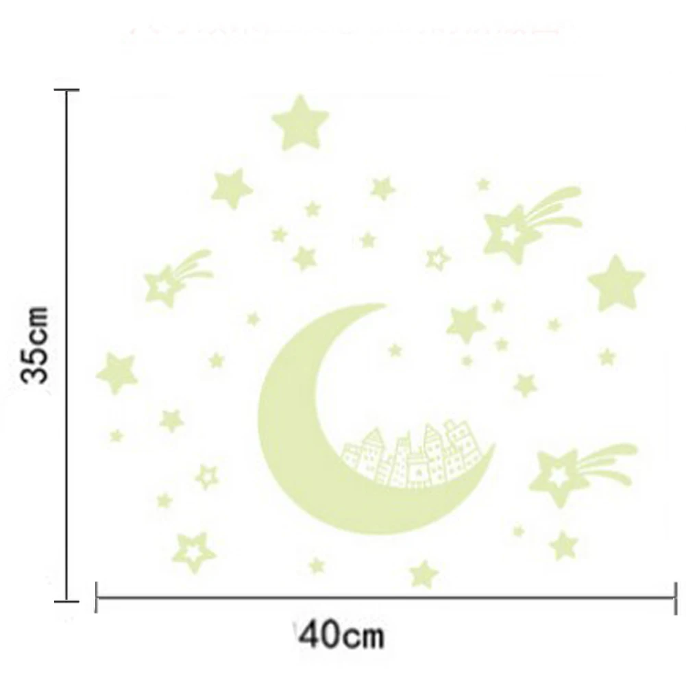 Star moon fluorescent wall sticker bedroom home decal decoration | Дом и сад