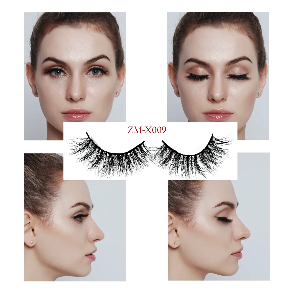 invisible band mink fur false eyelash own brand siberian lashes top grade clear hand mande 3d eyelashes ZM X009 | Красота и здоровье