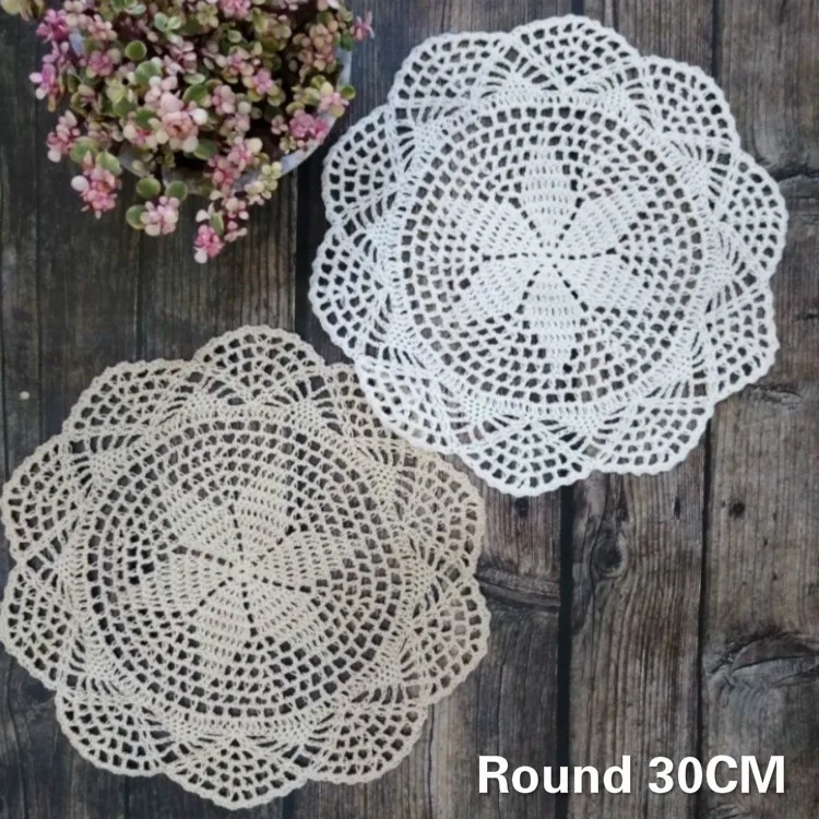 Круглые винтажные хлопковые кружевные вязаные коврики 30 см Coaster Crafts Cup Coffee