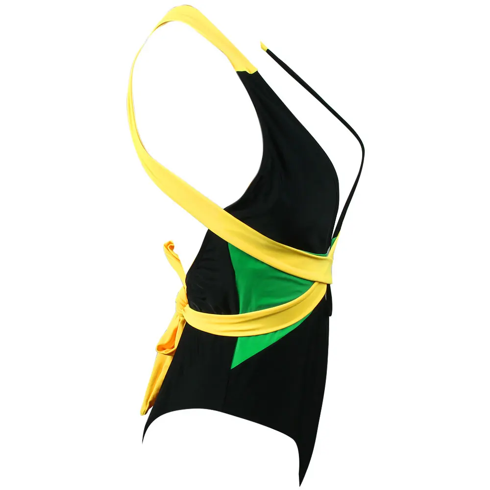 VOARYISA Women's One Piece Caribbean Flag Rasta Body Shaping Monokini Swimsuit Swimwear Bathing Suit