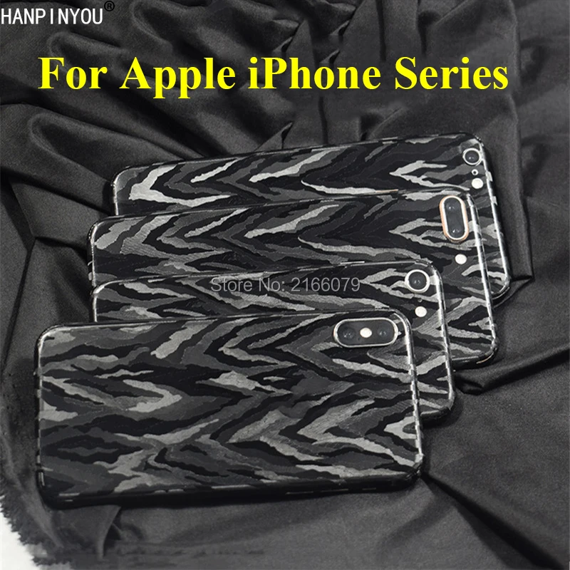 Для Apple iPhone X 8 7 6 6S Plus Роскошная 3D черная камуфляжная полноэкранная задняя пленка