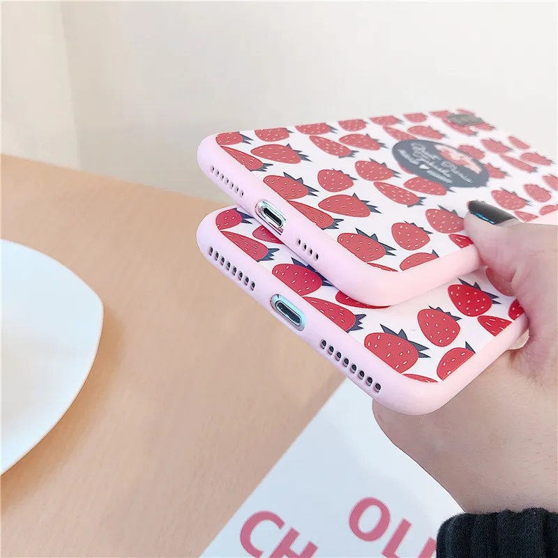 Ins милый чехол для телефона с рисунком клубники конфет iphone 7 7Plus 6 6s 8 X XS MAX XR мягкий