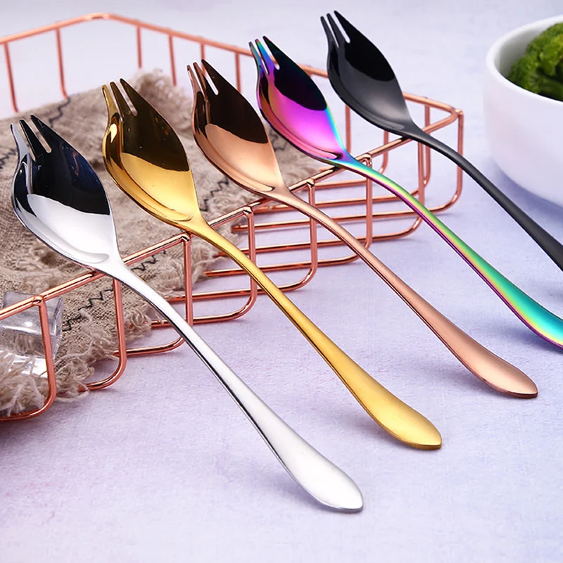 Vacclo 1 шт. нержавеющая сталь красочные Spork салат вилки Многофункциональный суп