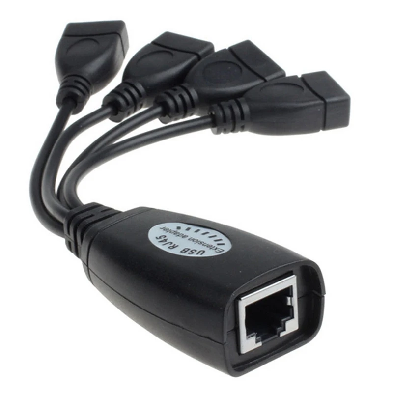 Ethernet RJ45 to 4 USB 2.0 Adapter Extender Over 150ft Network Extension Cable |