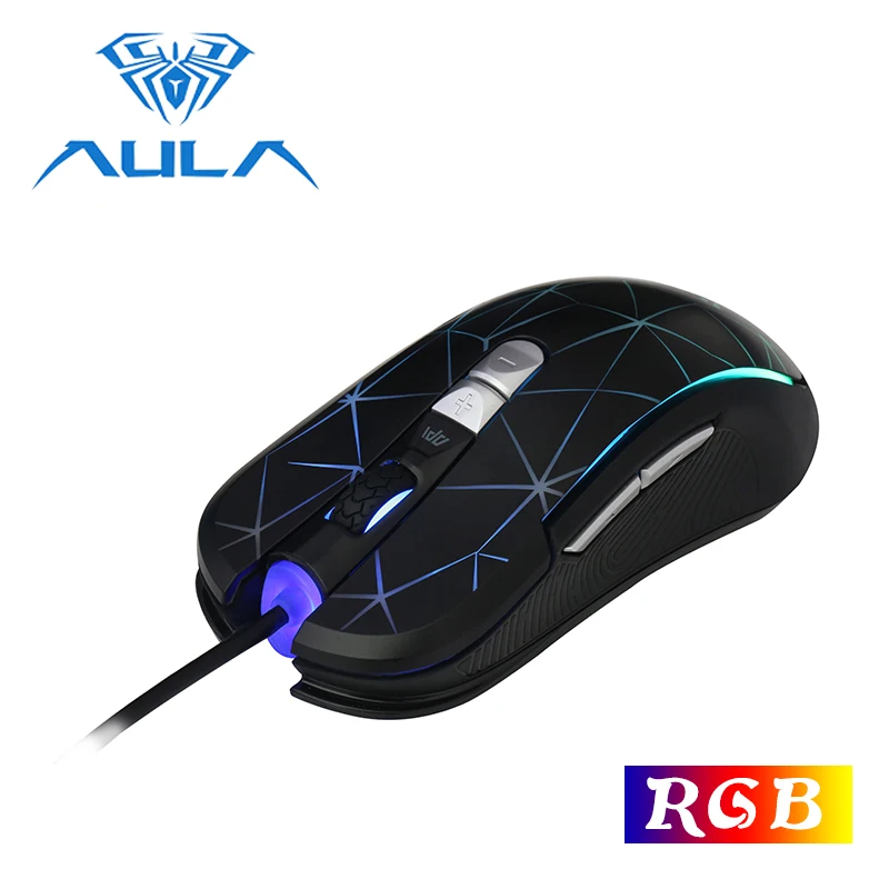 Игровая мышь AULA USB Проводная 2000DPI 7 кнопок RGB подсветка эргономичная для