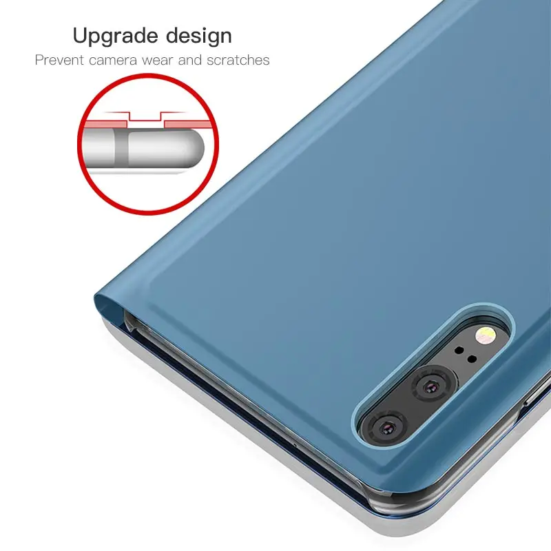 Прозрачный умный кожаный откидной зеркальный чехол с подставкой для Huawei P20 P9 P10 lite
