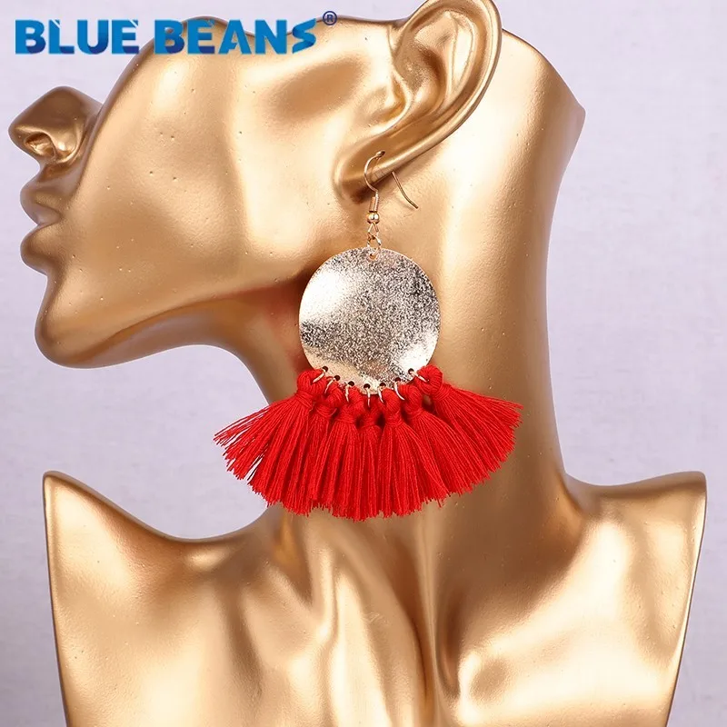 Tassel earrings bohemian statement luxury long earring handmade women geometric fringe fashion drop big vintage tribal pink 2019 | Украшения