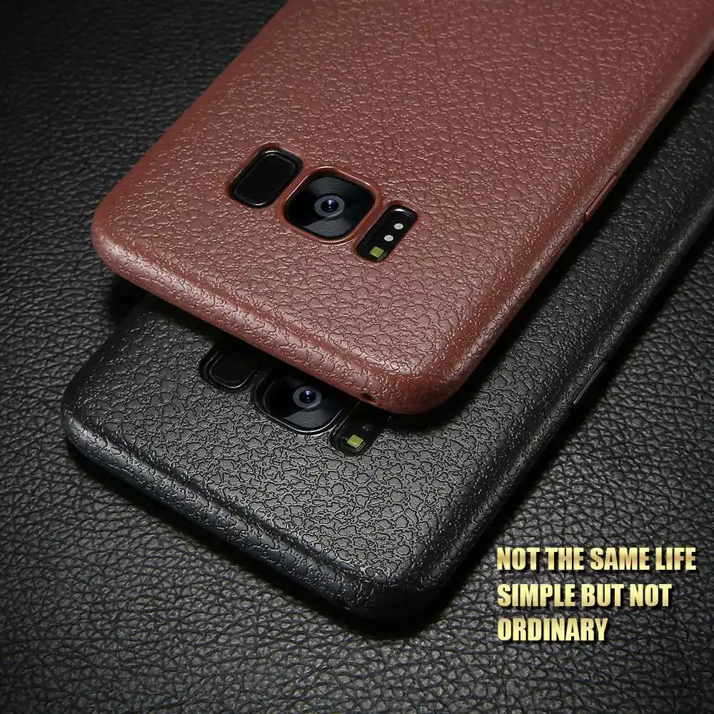 Кожаный чехол с текстурой KISSCASE для Samsung Galaxy S9 S8 Plus силиконовый деловой задняя