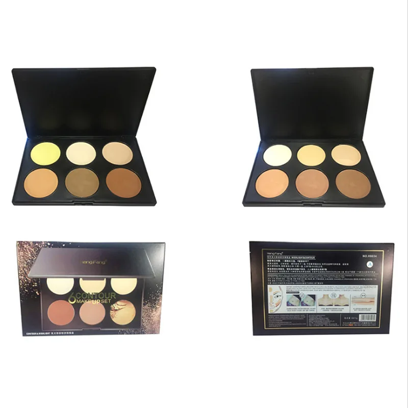 6 видов цветов Палитра контурной пудры для макияжа с привлекательным пейзажем