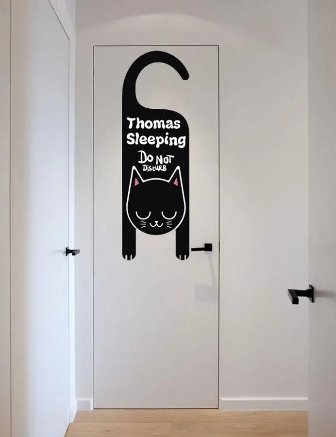

Black Cat Vinyl Sticker For Kids Door Decoration, Do Not Disturb Wall Decal, Neutral Gender Nursery Room Decor K525