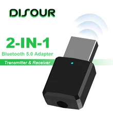 DISOUR Bluetooth 5.0 Audio Receiver Transmitter 2 In 1 Wireless Bluetooth Adapter 3.5mm AUX Stereo Bluetooth Transmitter For TV