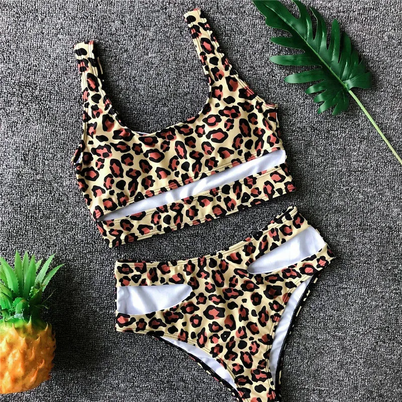 Женский комплект бикини с леопардовым принтом модель 2019 года эффект пуш ап